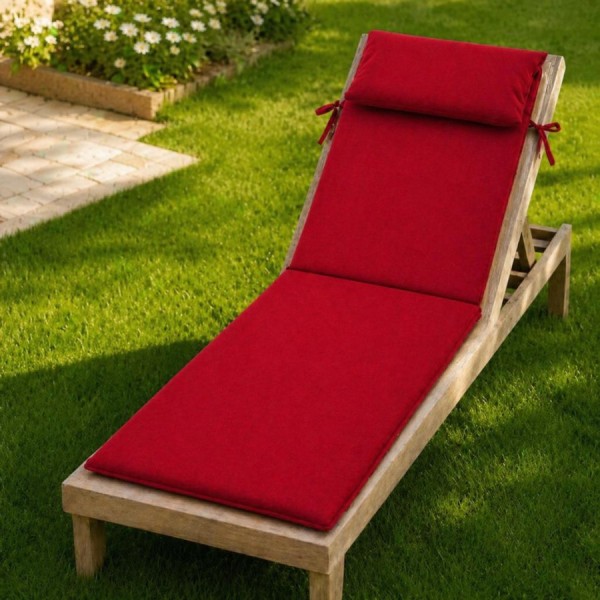 saltea sezlong gradina 60x190 cm pliabila rosu cu perna reglabila si husa detasabila Oxford