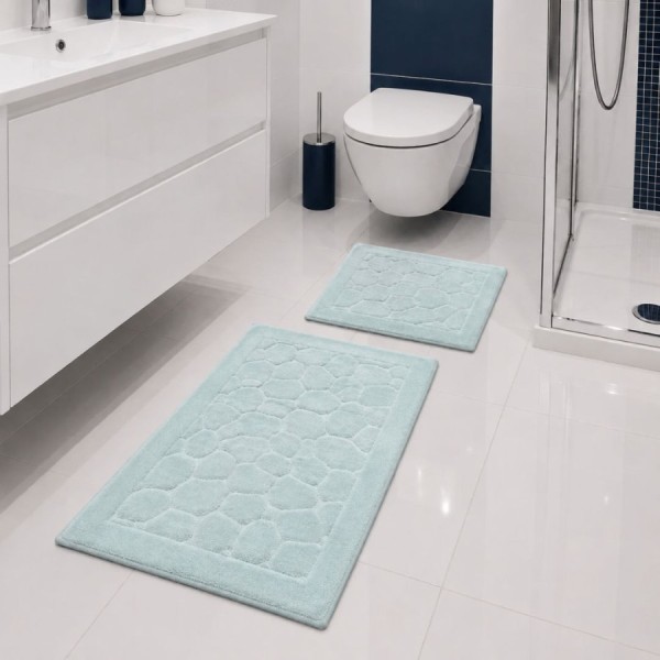set 2 covorase baie bumbac Parma Verde Menta Tropik Home cu model embosat tip piatra