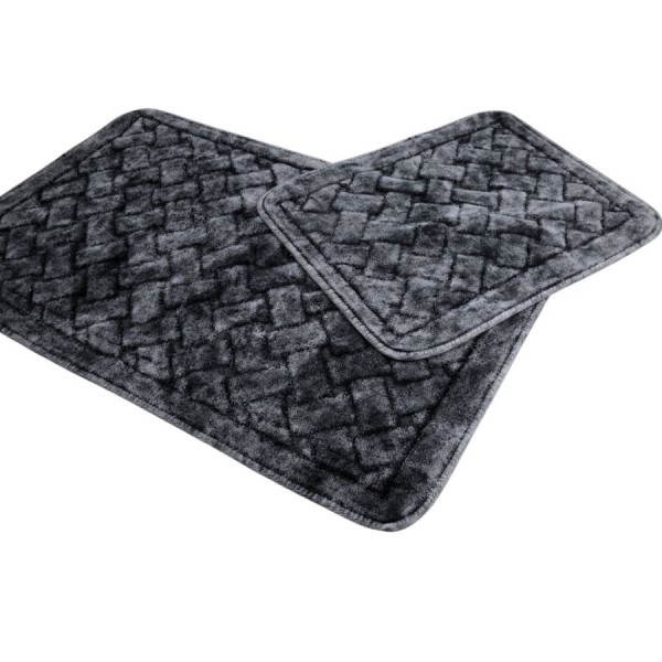 Set 2 covorase baie Tropik Home geometric antracit, din bumbac cu model embosat