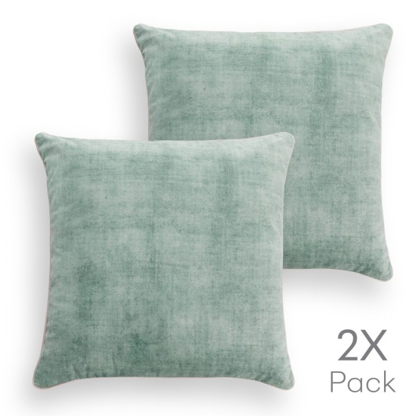 Set 2 fețe pernă decorative din catifea, Turin, C4 Verde