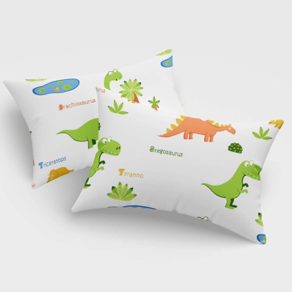 Set fete de perna 50x70 cm policotton cu dinozauri colorati pentru copii