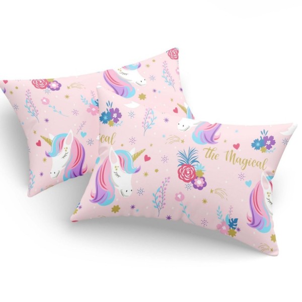 Set fete de perna 50x70 cm Magical Pink policotton cu unicorn pastel