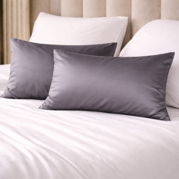 Set 2 fete de perna gri 50x70 cm din bumbac satinat First Choice Satin