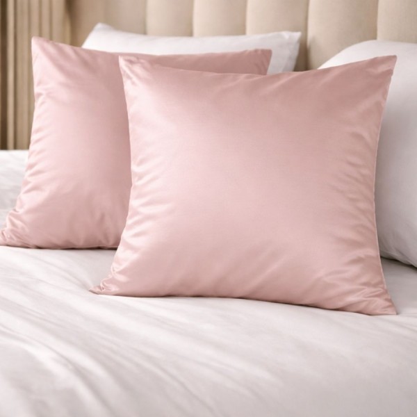 Set 2 fete de perna roz pudra 70x70 cm din bumbac satinat First Choice Satin