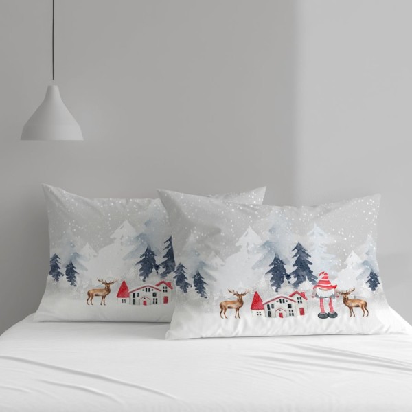 Set 2 fete de perna Craciun Gnomi 50x70cm bumbac 100% cu gnomi si reni