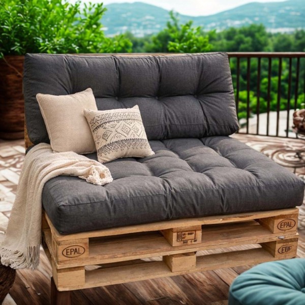 Set perne paleti gradina gri antracit saltea spatar canapea