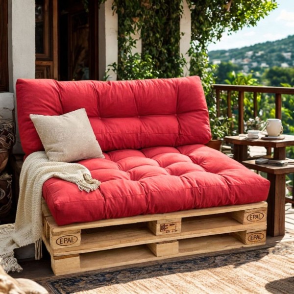 Set perne paleti gradina rosu saltea spatar canapea