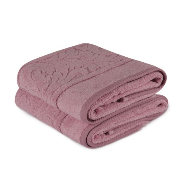 Set 2 prosoape bumbac 50x90 Sultan Roz prafuit Hobby Home cu bordura jacquard