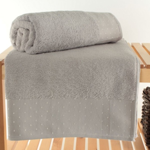 Set 2 prosoape baie 70x140 bumbac Pitircik gri cu buline