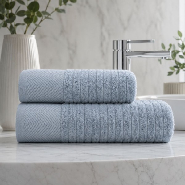 Set 2 prosoape baie bumbac 100% jacquard 500 GSM Davinson Albastru