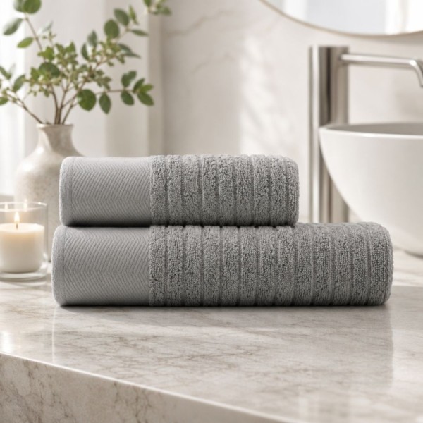 Set 2 prosoape baie bumbac 100% jacquard 500 GSM Davinson Gri