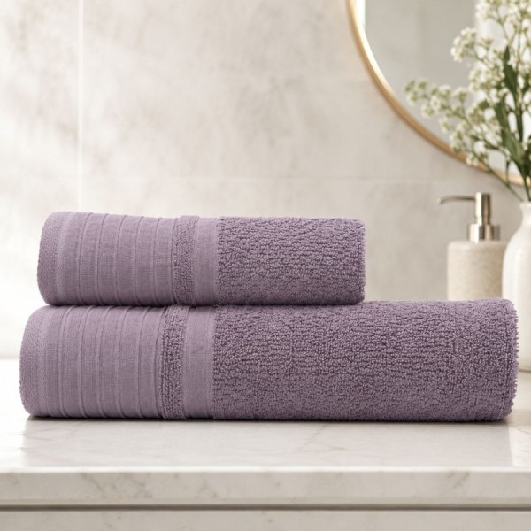 Set 2 prosoape baie bumbac 100% terry 500 GSM Monza lila