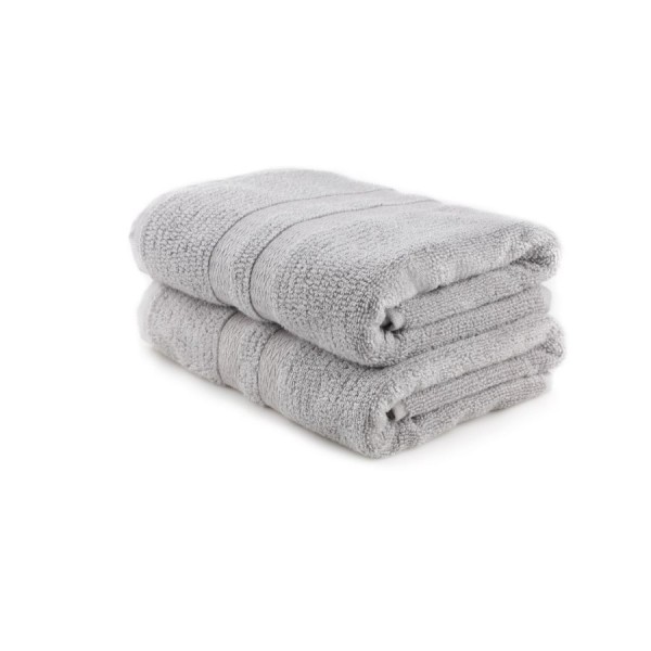 Set 2 prosoape Ayliz gri deschis 75x150cm bambus si bumbac, moi si pufoase
