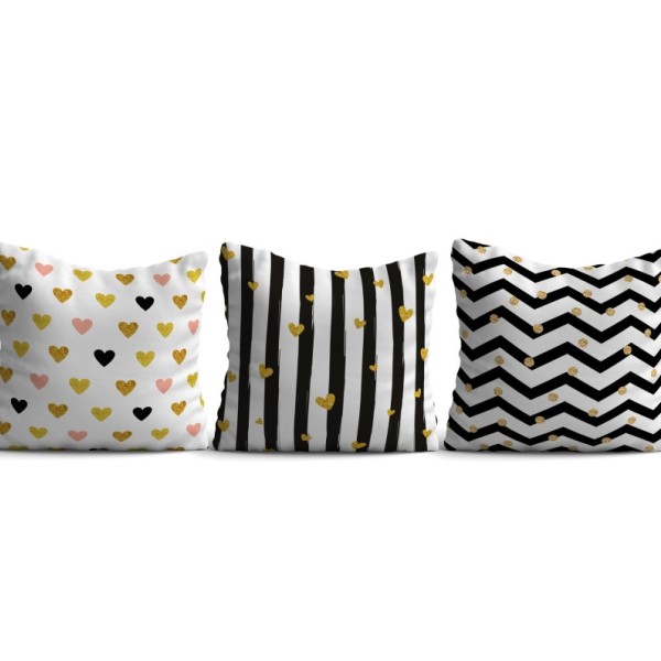 Set 3 fete perna decorative 43x43cm, Geometric and Love