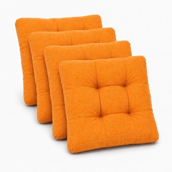 Set 4 perne galbene pentru scaun sau podea 40x40x7 cm, matlasate, cu umplutura din spuma poliuretanica