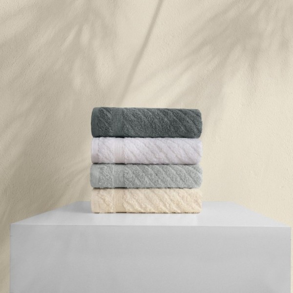 Set 4 prosoape bumbac 100% Koza crem, gri, ecru, antracit – ultra-absorbante și moi