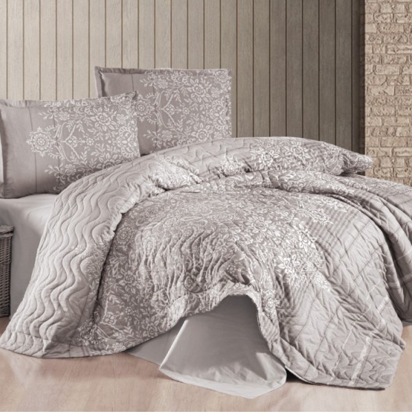 Set cuvertura matlasata + 2 fete perna bumbac 100% , Rute