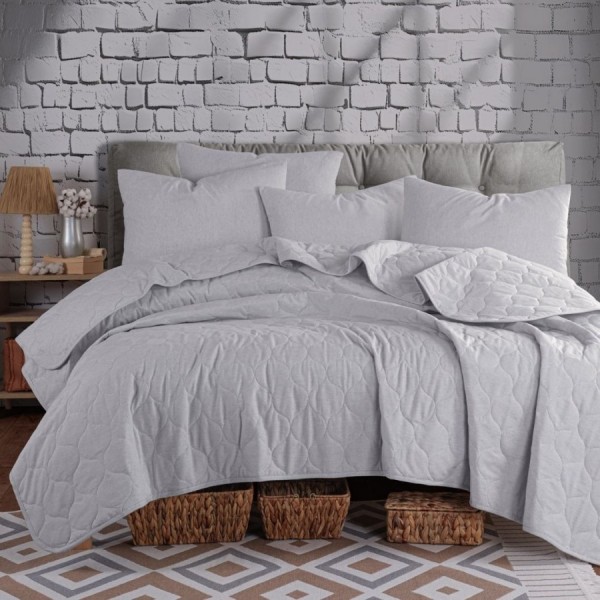 Set cuvertura matlasata 200x220 cm + 2 fete perna Solid Gri