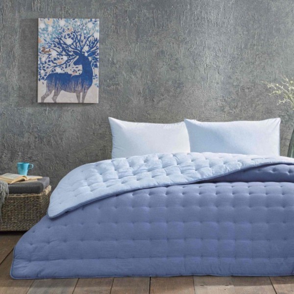 set dormit Donna Bleu/Albastru 200x220 microfibra reversibila