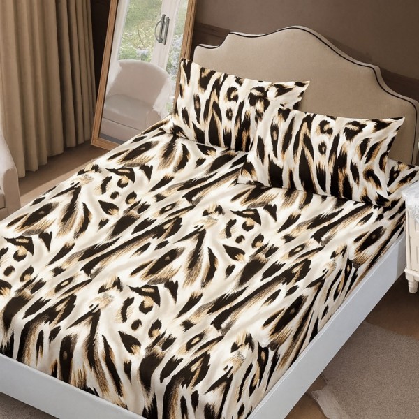 Set husa de pat cu elastic finet animal print 160x200cm