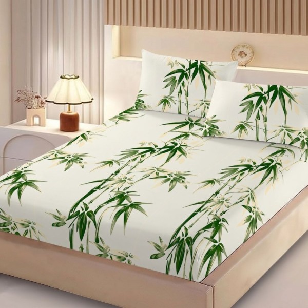 Set husa pat finet 160x200 cm cu elastic cu bambus si 2 fete de perna asortate, fabricat in Romania