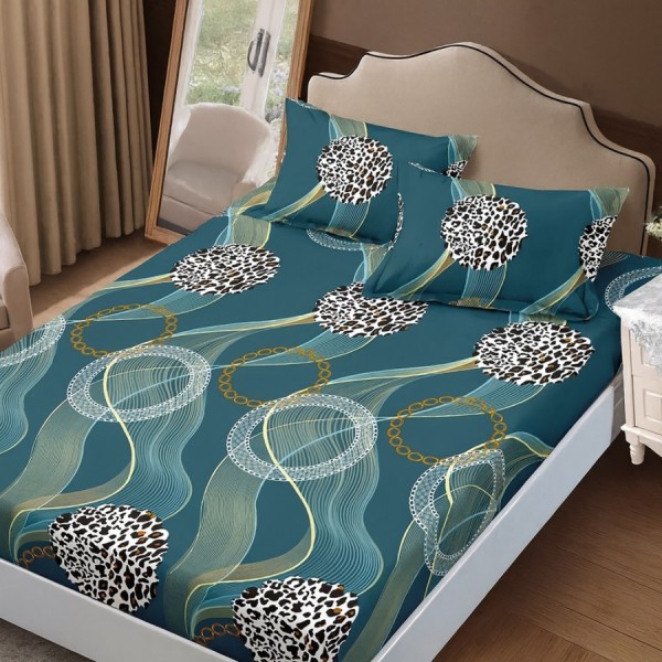 Set husa de pat cu elastic finet leopard 160x200cm