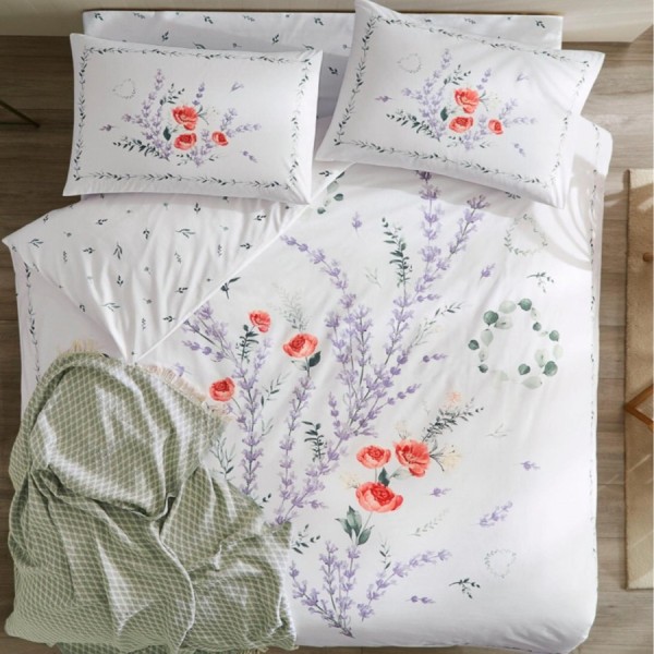 Lenjerie de pat fosforescentă TAC cu design floral și pled de 130x170 cm din bumbac 100%