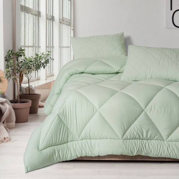 Set pilota iarna Softwash Cotton Box Verde Iasomie cu cearșaf și 2 fețe de pernă