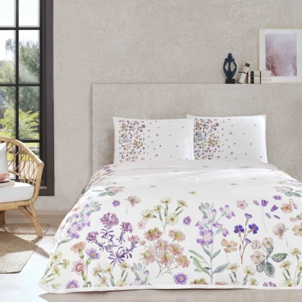 set pique TAC Gleam bumbac 100 cu imprimeu floral pastel pe fond albset pique TAC Gleam bumbac 100 cu imprimeu floral pastel pe fond alb