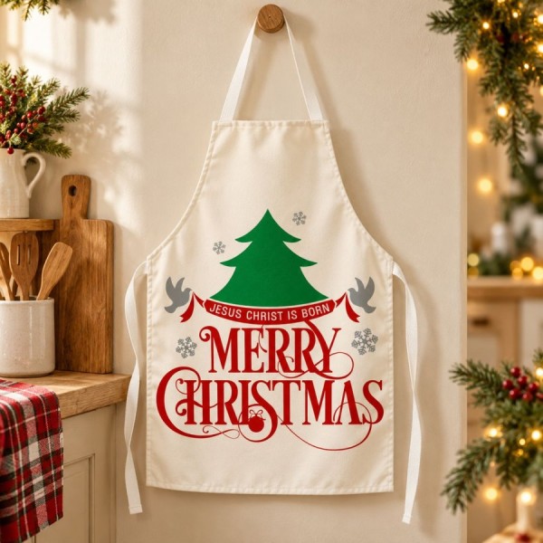 Sort de bucatarie Craciun cu mesaj Merry Christmas, Pine