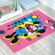 Covor Disney pentru copii cu Bambi și Thumper, în culori bej, verde și mov, dimensiune 80x120 cm, cu desene animate detaliate și motive florale.