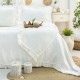 Cuvertura bumbac jacquard Marta Verde Menta 240x260cm cu volane și 2 fete de perna