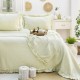 Cuvertura bumbac jacquard Marta Verde Menta 240x260cm cu volane și 2 fete de perna
