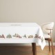 Fata de masa craciun snowy bumbac 100 cu brazi si casute 140x320cm