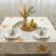 Fata de masa bumbac teflonat 160x220cm flori crem galbene si frunze