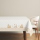 Set de 2 fețe de pernă 50x70 cm, model Ginny, cu imprimeu delicat de iepurași și fluturi aurii pe fundal crem deschis.