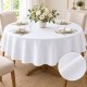 Fata de masa alba rotunda 140cm jacquard, elegant geometric pe masa festiva