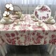 Fata de masa rotunda teflonata din bumbac, diametru 140cm model cu peisaj vintage bordo pe fond crem