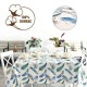 Fata de masa rotunda teflonata din bumbac, diametru 140cm model cu pene, decor elegant pentru mese rotunde