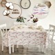 Fata de masa 160x320 cm teflonata model frunze gri bej pentru masa mare dining, fabricata in Romania