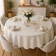 Fata de masa teflonata rotunda 180 cm crem cu imprimeu floral F15, fabricata in Romania