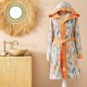 Halat de baie TAC cu gluga, Wave Albastru, marime L/XL, design elegant