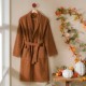 Halat de baie cu guler sal TAC, din bumbac 100%, marime L/XL, culoare bej camel