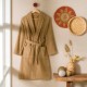 Halat de baie cu guler sal TAC, din bumbac 100%, marime L/XL, culoare bej camel