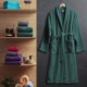 Halat baie Negru, bumbac 100% velur, marime XL/XXL, absorbant