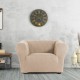 Husa colțar stanga cu recliner, bielastică 250–360 cm, Premium ROC, C/01 bej– fixare perfectă și aspect modern