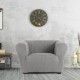Husă bielastică fotoliu Chesterfield Premium ROC C/6 gri deschis montată în living modern