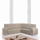 Husa colțar stanga cu recliner, bielastică 250–360 cm, Premium ROC, C/01 bej– fixare perfectă și aspect modern