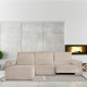 Husa colțar stanga cu recliner, bielastică 250–360 cm, Premium ROC, C/01 bej– fixare perfectă și aspect modern