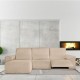 Husa colțar stanga cu recliner, bielastică 250–360 cm, Premium ROC, C/01 bej– fixare perfectă și aspect modern